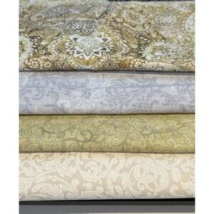Fabric 4 Pc Lot Quilting Crafts Sewing Art Project Cotton Neutral Shades